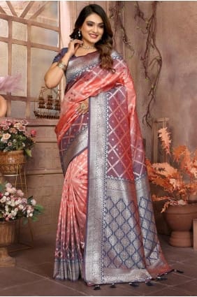 Silk Saree with Weaving in Orange SR28255