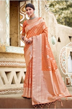 Orange Weaving Saree in Silk SR29413