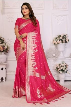 Silk Saree with Weaving in Pink SR28229