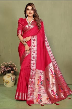 Pink Weaving Silk Saree with Blouse SR29885