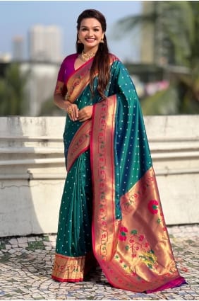 Silk Rama Saree in Weaving SR29473