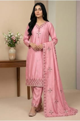Sequins Silk Pink Salwar Kameez with Dupatta SK156072