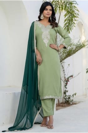 Pista Embroidered Salwar Kameez in Silk SK155712