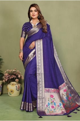 Violet Weaving Silk Saree for Women SR29882