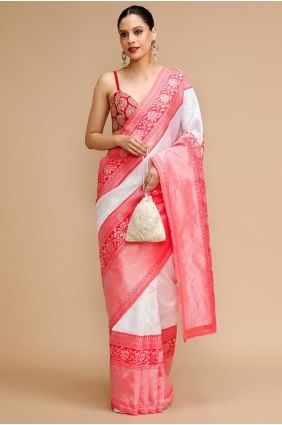 Off White Silk Saree with Weaving SR28742