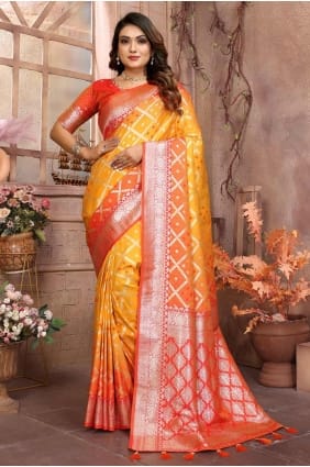 Silk Weaving Yellow Saree with Blouse SR28254