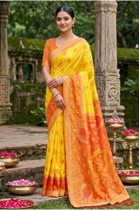Yellow Silk Saree with Weaving SR29974