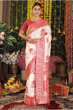 Zari Silk Saree in White SR28941