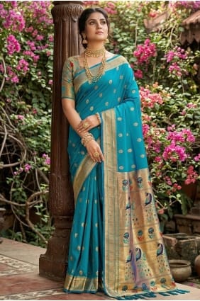 Sky blue Weaving Saree in Silk SR30004