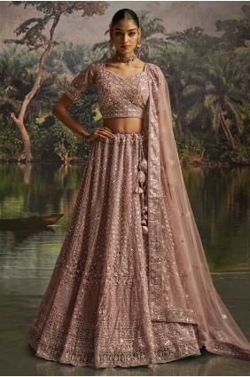 Mauve Soft Net Lehenga Choli with Fine Embroidered Work LC8692