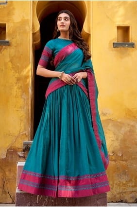Thread Chanderi Teal Lehenga Choli with Dupatta LC8884