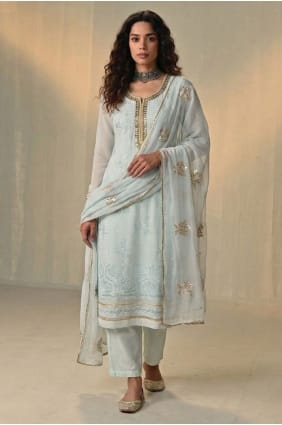 Sky blue Thread Salwar Kameez in Georgette SK15640