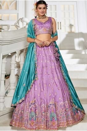 Tissue Embroidered Lavender Lehenga Choli with Dupatta LC8601