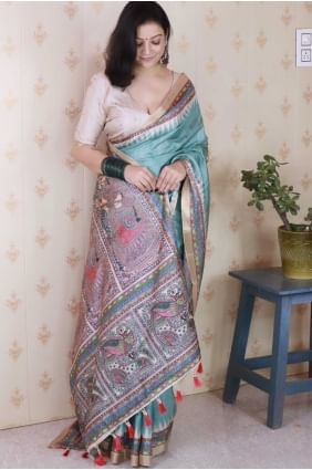 Soft Green Saree with Zari weaving Tussar silk SR28710