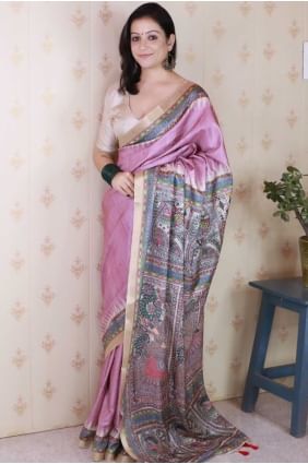 Comfortable Tussar silk Zari weaving Purple Saree with SR28709