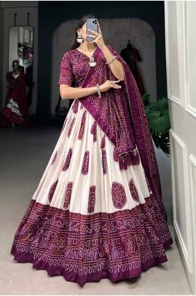 Tussar silk Wedding Lehenga Choli with Printed in Wine LC8294