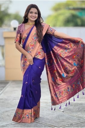 Silk Saree with Weaving in Violet SR29089