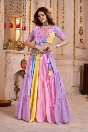 Viscose Lehenga Choli in Multicolor with Weaving LC8636