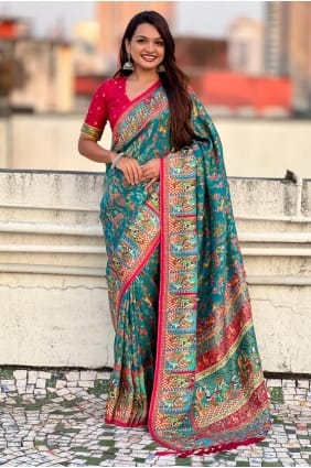 Viscose Rama Saree in Printed SR29382
