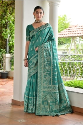 Rama Blue Weaving Bangalore Silk Saree SR29894