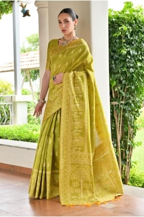 Light Green Bangalore Silk Saree with Weaving SR29890