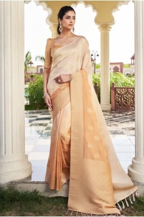 Weaving Georgette Saree in Beige SR29411