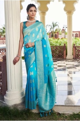 Firozi Saree in Weaving Georgette SR29408