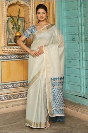 Sky blue Linen Saree with Weaving SR29208