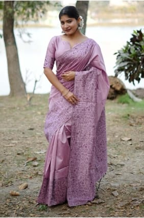 Lavender Handloom silk Saree with Weaving SR29100