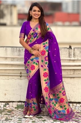 Silk Saree in Lavender with Weaving SR29514