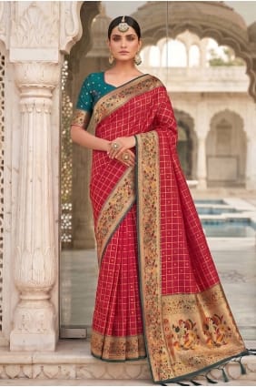 Pink Saree in Banarasi silk with Weaving SR29991