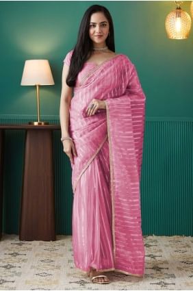 Soft Organza Pink Saree in Weaving SR28725