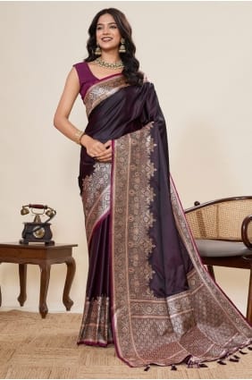 Purple Weaving Satin Saree SR28993