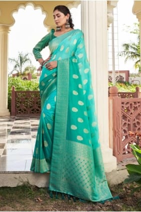 Sea green Weaving Georgette Saree SR29410