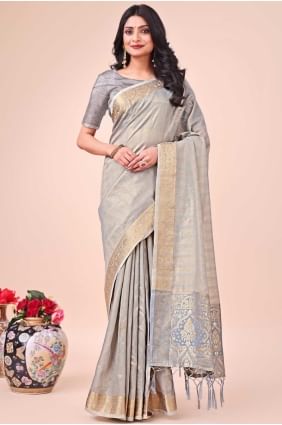 Weaving Saree in Sky blue Organza SR28453