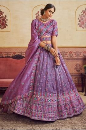 Lehenga Choli in Lavender Silk with Weaving LC8615