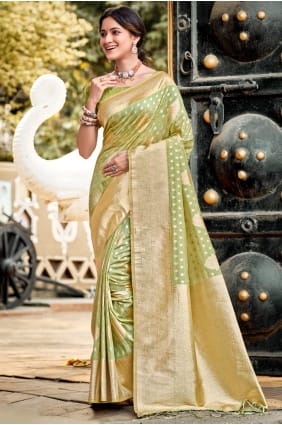 Mint green Weaving Silk Saree SR29414