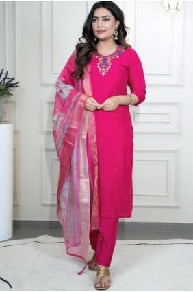 Silk Weaving Pink Salwar Kameez with Dupatta SK155752