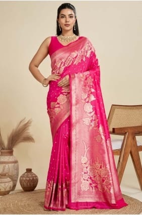Pink Silk Saree with Weaving SR29147