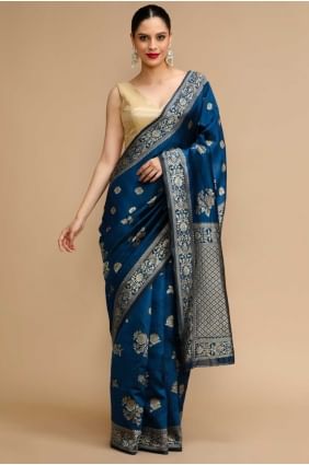 Soft Silk Blue Saree in Weaving SR28740