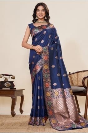 Blue Saree in Silk with Weaving SR29002