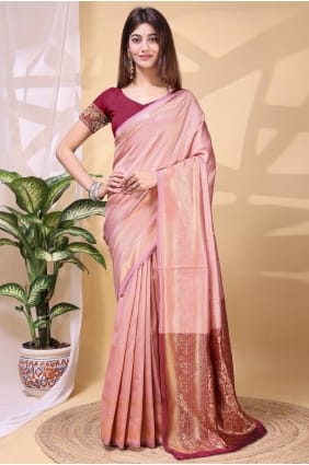 Pink Silk Saree with Weaving SR29443