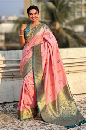 Weaving Silk Saree in Pink SR28397