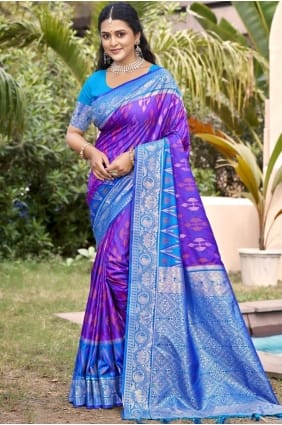 Weaving Silk Saree in Purple with Blouse SR29540