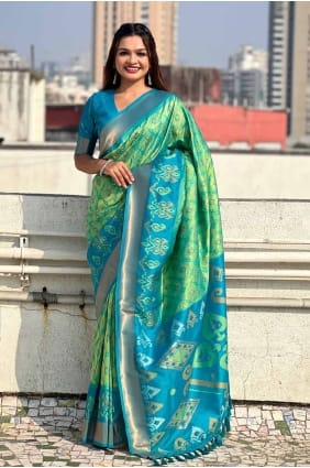 Weaving Silk Sea green Saree with Blouse SR28012