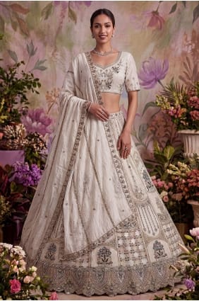 White Net Lehenga Choli with Lace LC9029
