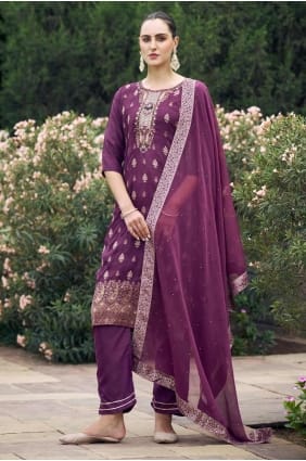 Wine Weaving Rayon Straight Suit SK155485