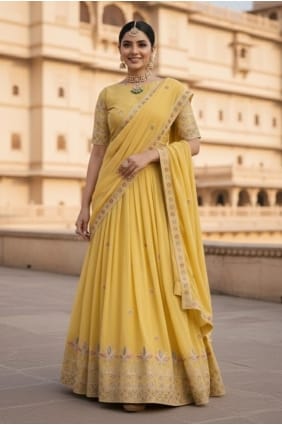 Lehenga Choli in Yellow Georgette LC8965