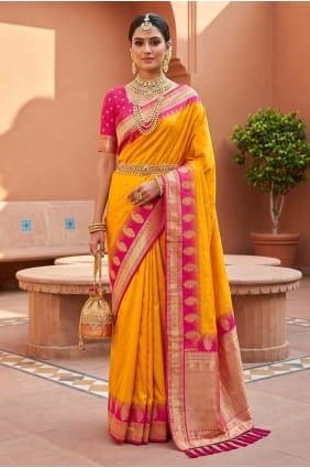 Silk Zari Yellow Saree with Blouse SR30129