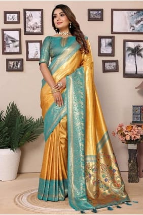 Yellow Weaving Saree in Banarasi silk SR28338